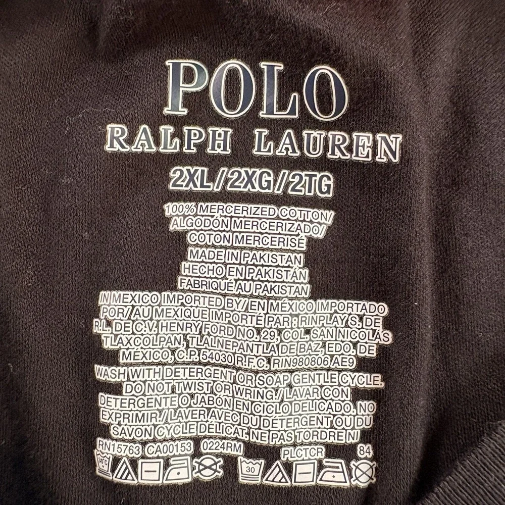 Polo Ralph Lauren Classic Fit Black T Shirt Men 2XL White Pony Logo Cotton Tee